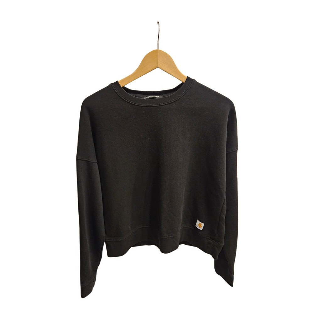 Carhartt Tencel Fiber Series Black Crewneck Sweatshirt Sleeve Logo Women's Small